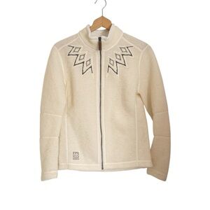 66 North Icelandic Womens Kaldi Off-white Wool Blend Full Zip Sweater size L